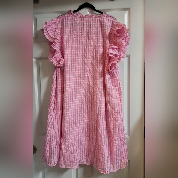Chic Soul Lovely In Pink Ruffled Checkered Dress Size 3X - Picture 9 of 10